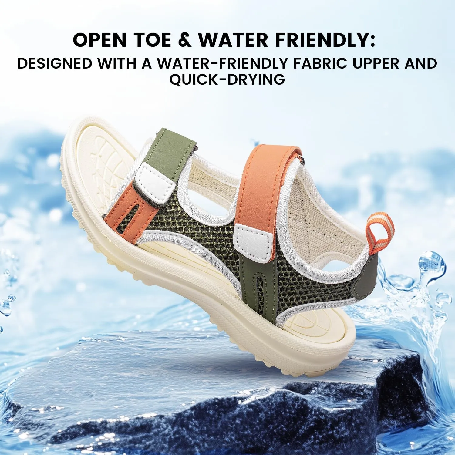 YHOON Boys Girls Sandals Adjustable Double Strap Open-Toe Athletic Lightweight Unisex Child Sport Sandals Summer Outdoor(Toddler/Little Kid/Big Kid)