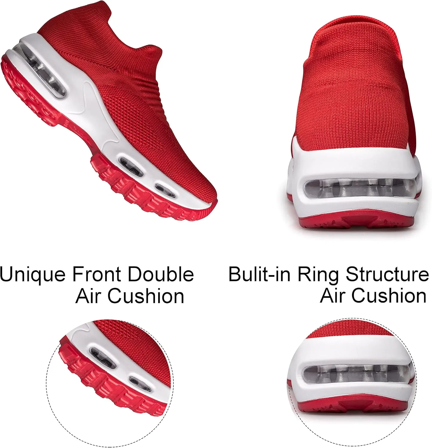 YHOON Women's Walking Shoes - Sock Sneakers Slip on Mesh Platform Air Cushion Athletic Shoes Work Nurse Comfortable