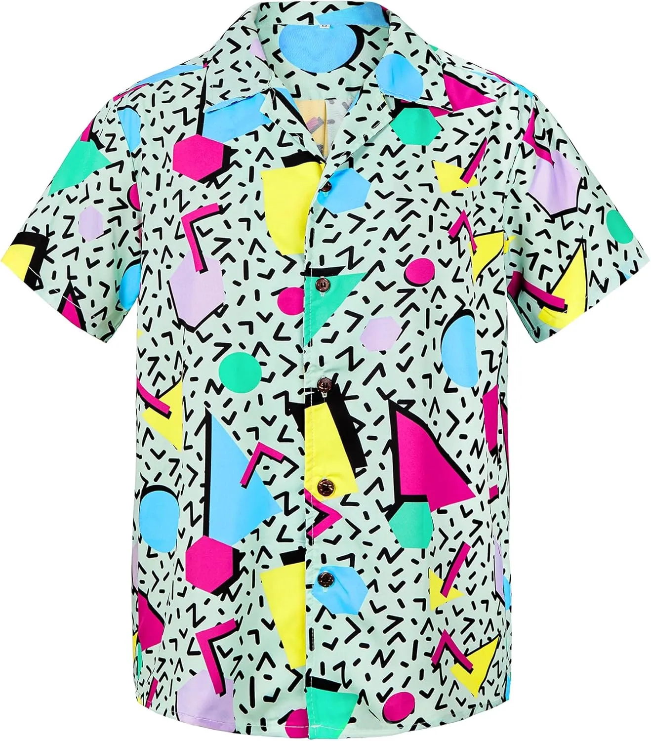 Zando 80s 90s Shirt for Men Retro Button Down Short Sleeve Shirt, Funny Shirt for Hawaiian Beach Disco Theme Party Outfit Top